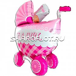 Шар Коляска с девочкой 3Д 105см