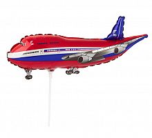 Мини-шар Самолет Лайнер Красный 25см