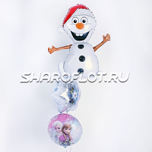 Фонтан со снеговиком