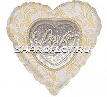 Шар сердце LOVE (золото серебро) 75см