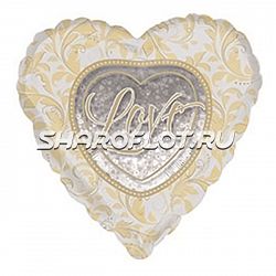Шар сердце LOVE (золото серебро) 75см