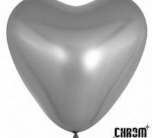 Шар Сердце Хром Серебро 30см