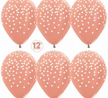 Шары Розовое золото (белое конфетти), 30см