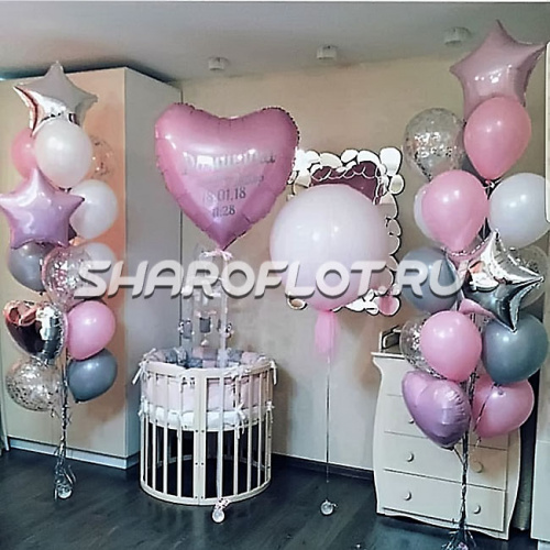 Украшение шарами комнаты девочки