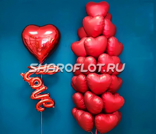 Композиция из шаров на 14 февраля