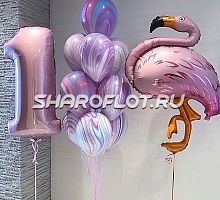 фонтан шаров с фламинго на 1 год