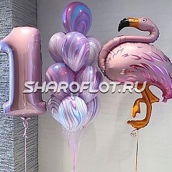 фонтан шаров с фламинго на 1 год