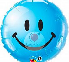 Воздушный шар круг смайл синий