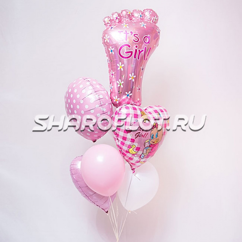 Сет розовых шаров на выписку девочки