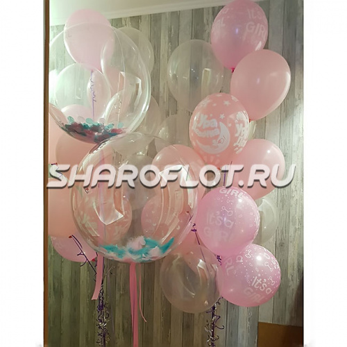 Шарики с перьями на выписку