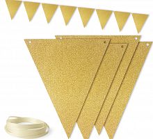 Гирлянда Флажки Золото 3м