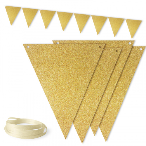 Гирлянда Флажки Золото 3м
