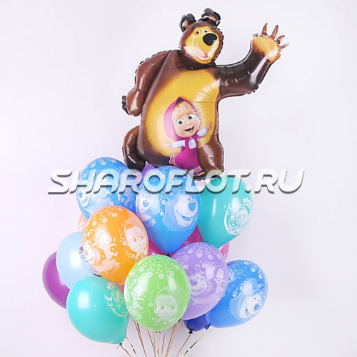 Букет шаров Маша и Медведь Поздравляют!