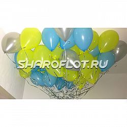 Шарики желтые, голубые, серебряные 30см