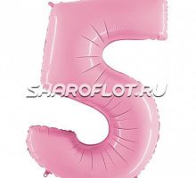 Шар Цифра 5 Розовая матовая 85см