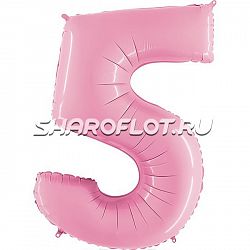 Шар Цифра 5 Розовая матовая 85см
