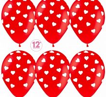 Шары Красные (белое сердце) 30см