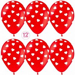 Шары Красные (белое сердце) 30см