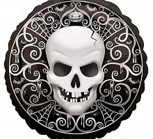 Шар Черный Круг с Черепом 40см