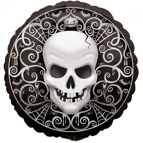Шар Черный Круг с Черепом 40см