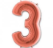 Шар Цифра 3 Розовое золото 85см