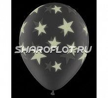 Шары Прозрачные Звезды светящиеся, 30см