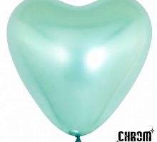 Шар Сердце Хром Зеленый 30см