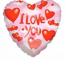 Воздушный шарик из фольги Сердце Сердца в облаках 