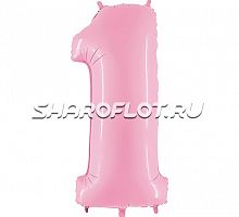 Шар Цифра 1 Розовая матовая 85см