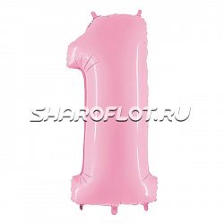 Шар Цифра 1 Розовая матовая 85см