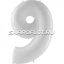 Шар Цифра 9 Белая 85см