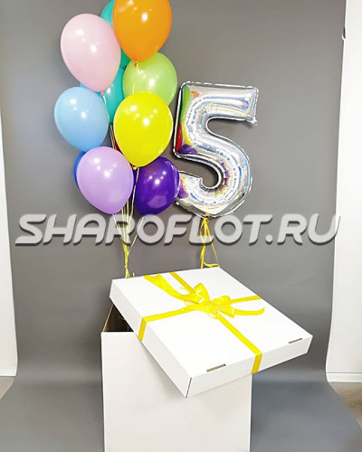 Коробка сюрприз с шарами цифрами
