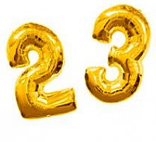 Комплект цифр с гелием Двадцать Три золотые