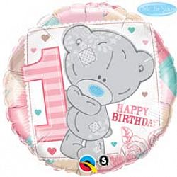 Шар круг «С первым днем рождения девочки»