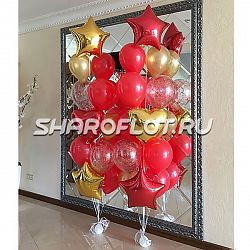 Фонтан из шаров красный с золотым