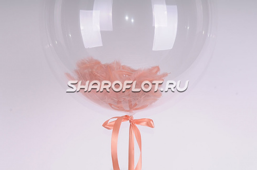 Шар с перьями Персиковый