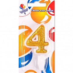 Свеча для торта Золото 4 (5см)