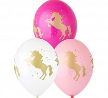 Шары Единорог Белые Розовые Фуксия 30см