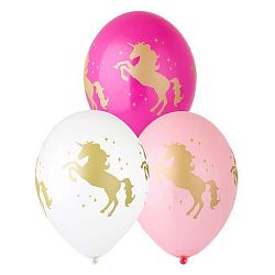 Шары Единорог Белые Розовые Фуксия 30см