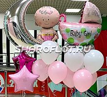 Букеты шаров для девочки на выписку из роддома
