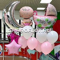 Букеты шаров для девочки на выписку из роддома