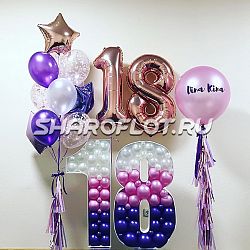 Цифра 18 из шаров на день рождения