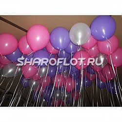 Шарики розовые, серебряные, сиреневые 30см