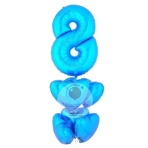 Букет «Сапфировый с цифрой»