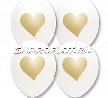 Шар Белый с золотым сердцем, 30см