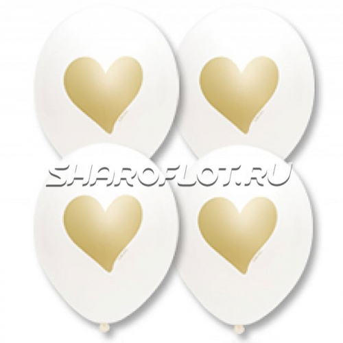 Шар Белый с золотым сердцем, 30см