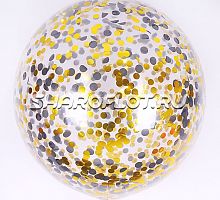 Большой шар с Черно-золотым конфетти 80см