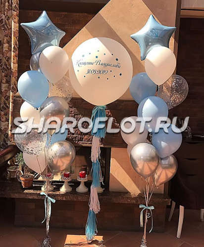 Фонтаны из шаров на крещение малыша