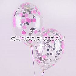 Шары с конфетти розовый серебро, 30см