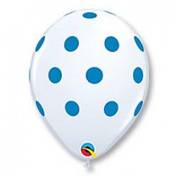 Шары Белые Горох синий 30см